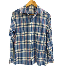 ヴィンテージ vintage 50's~60's 50~60年代 VAN HUSEN  チェック オープンカラーシャツ 開襟シャツ ループカラー ボックス 長袖シャツ ブルー 101MT-4187