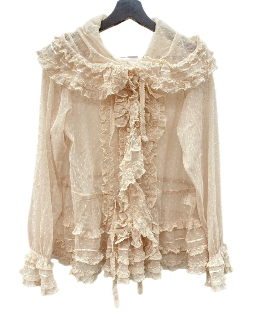 ピンクハウス PINK HOUSE フード付き ドット チュール ブラウス SHIRT