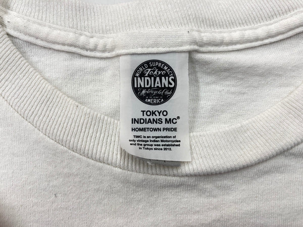 東京インディアンズ Tokyo Indians MC  ロンT ロングスリーブ モーターサイクル バイカー バイク 白 Tシャツ プリント ホワイト Lサイズ 104MT-1853