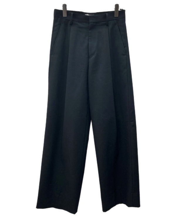 ビューティフルピープル beautiful people LOGO GABARDIN WIDE STRAIGHT PANTS ロゴ ギャバジン ワイド ストレート パンツ ジップフライ 黒 無地 1425105003 スラックス ブラック サイズ 38 104MB-254