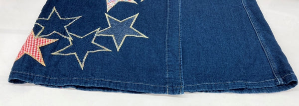 ヒステリックグラマー HYSTERIC GLAMOUR ロング ラップスカート トレンド パッチワーク 星 スター 裏地チェック Y2K 平成 日本製 インディゴ 2AK-1040 スカート チェック ネイビー Fサイズ 104LB-51