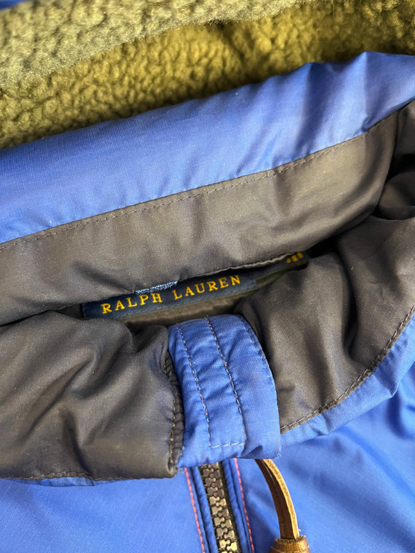 ラルフローレン RalphLauren ダウンジャケット フード バイカラー オレンジ×青 ジャケット ブルー Sサイズ 101MT-5391