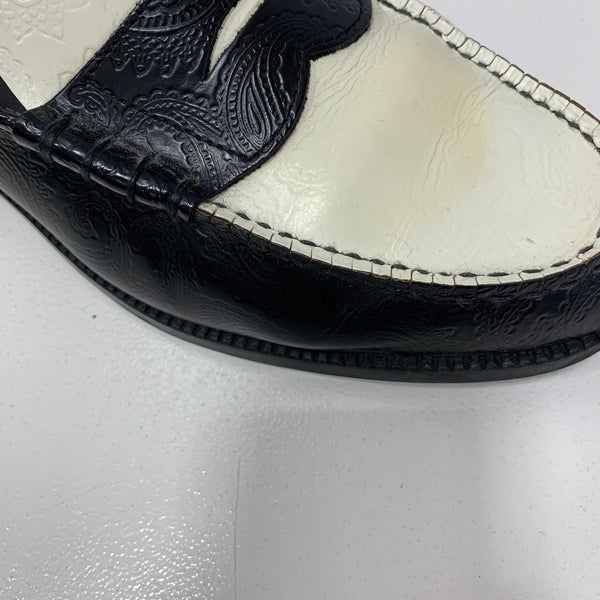 ケンフォードファインシューズ KENFORD MENS EMBOSSED LOAFERS BLACK WHITE PAISLEY メンズ靴 ローファー ブラック 27cmサイズ 201-shoes1279