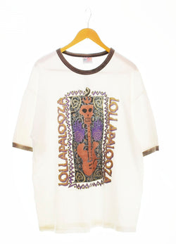 US US古着 90's 95's LOLLAPALOOZA トリムTシャツ music festival tee リンガーT Tシャツ ホワイト LLサイズ 103MT-1016