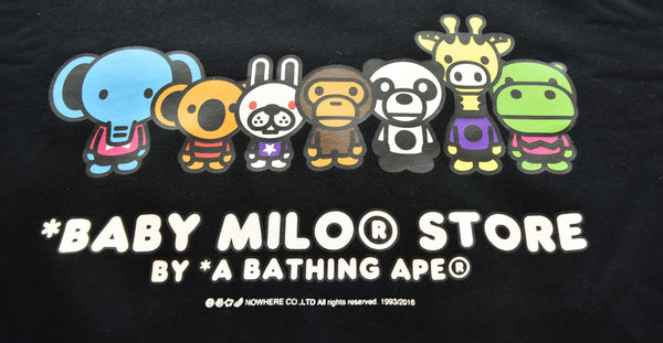 ア ベイシング エイプ A BATHING APE BABY MILO STORE プリント ロングTシャツ ロンT ブラック Lサイズ 103MT-3163
