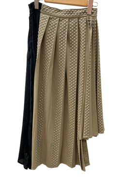 エイチアンドエム H&M × ロク rokh コラボ Wool-Blend Studded Skirt ウール ブレンド スタッズ プリーツ Y2K パンク BEIGE SIZE36 スカート 総柄 ベージュ 104LB-49