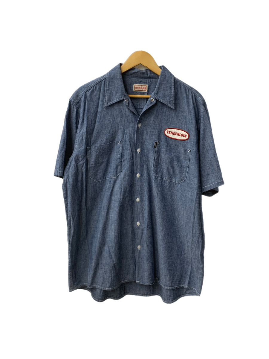 テンダーロイン TENDERLOIN 初期 ワークシャツ 半袖シャツ ロゴ ブルー
