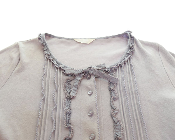 ピンクハウス PINK HOUSE ローンフリルブラウス P018EUAL38 B 長袖カットソー パープル Mサイズ 103LT-133