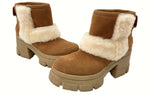 アグ UGG Brooklyn Sunburst ブルックリン サンバースト Boots 厚底 ヒール スエード ファー ムートン BROWN 茶色 1145710 レディース靴 ブーツ ムートンブーツ ブラウン 25cm 104S-702