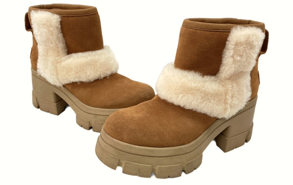 アグ UGG Brooklyn Sunburst ブルックリン サンバースト Boots 厚底 ヒール スエード ファー ムートン BROWN 茶色 1145710 レディース靴 ブーツ ムートンブーツ ブラウン 25cm 104S-702
