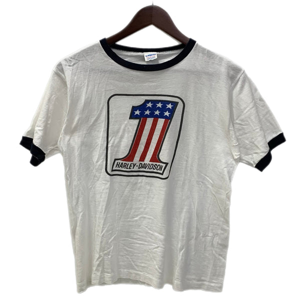 【曜日割引対象外】 チャンピオン Champion 70’s HARLEY DAVIDSON NO.1 リンガーTee Tシャツ ホワイト Mサイズ 201MT-3605 VB