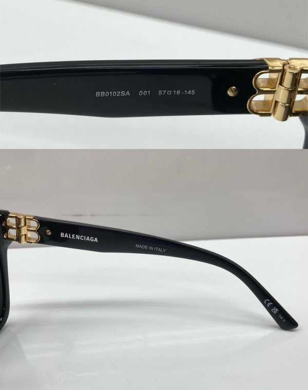バレンシアガ BALENCIAGA SUNGLASSES サングラス ウェリントン型 アジアンフィット アイウェア 眼鏡 黒 BB0102SA 眼鏡・サングラス サングラス ロゴ ブラック 104G-35