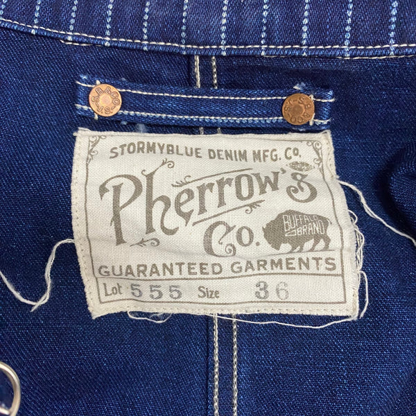 フェローズ PHERROW'S Lot 555 オーバーオール デニム ジャケット ネイビー 36サイズ 201MT-4586
