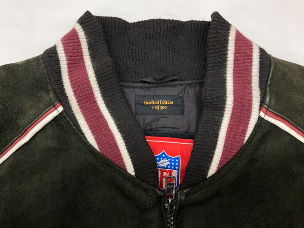 エヌエフエル NFL XLII SUPER BOEL スーパーボウル スタジャン アウター アメフト レザー 革 スエード スウェード ワッペン 刺繍 KHAKI 深緑  6A7GBB00 ジャケット ロゴ カーキ XLサイズ 104MT-1823