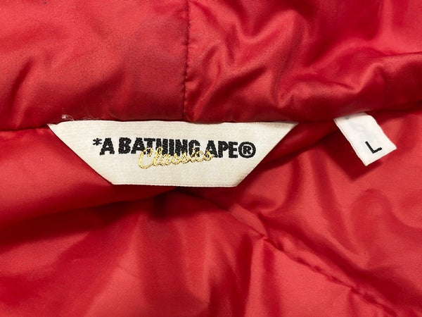 ア ベイシング エイプ A BATHING APE エイプ ノルディック柄 ダウンジャケット アウター 赤 ジャケット レッド Lサイズ 101MT-2262