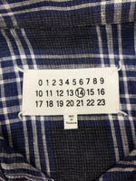 メゾンマルジェラ Maison Margiela LINEN CHECK SHIRT リネン チェック シャツ ボタンダウン BD 長袖 麻 薄手 青 S50DL0282 S44742 サイズ 38 長袖シャツ チェック ブルー 104MT-1072