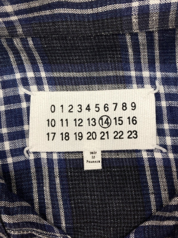 メゾンマルジェラ Maison Margiela LINEN CHECK SHIRT リネン チェック シャツ ボタンダウン BD 長袖 麻 薄手 青 S50DL0282 S44742 サイズ 38 長袖シャツ チェック ブルー 104MT-1072