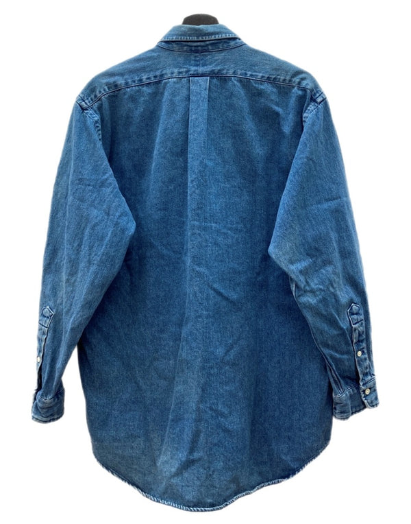 ラルフローレン RalphLauren 90s POLO BEAR DENIM SHIRT ポロ ベア デニム シャツ ボタンダウン 胸ポケット 刺繍 長袖 青 長袖シャツ ロゴ ブルー Lサイズ 104MT-2307