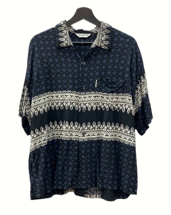 クーティー COOTIE RAYON OPEN COLLAR S/S SHIRT オープンカラー シャツ アロハシャツ バンダナ 半袖 黒 半袖シャツ 総柄 ブラック Mサイズ 104MT-1161