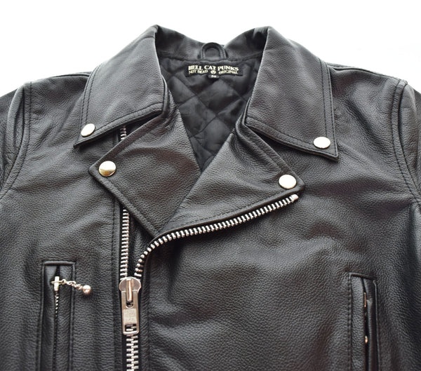 ヘルキャットパンクス HELLCATPUNKS ダブルライダースジャケット 牛革 黒 ジャケット ブラック Mサイズ 103LT-109