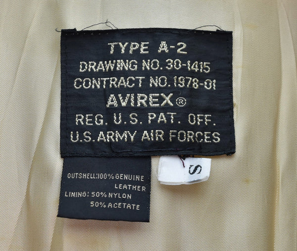 アヴィレックス AVIREX A-2 Flight Jacket レザージャケット フライトジャケット ジャケット ブラウン Sサイズ 103MT-3519