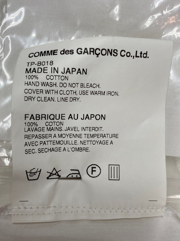 コムデギャルソン COMME des GARCONS 2015年製 七分袖 ぺプラム ブラウス 丸襟 ラウンドカラー フリル ティアード コットン 日本製 WHITE 白 TP-B018 半袖シャツ アシンメトリー ホワイト Mサイズ 104LT-161