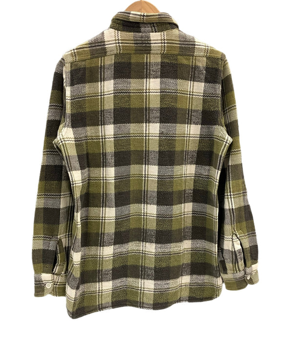 ヴィンテージ vintage 60'S 60年代 BRENT ブレント マチ付き ヘビーフランネルシャツ ヘビネル マチネル フラップポケット ブロックチェック  LONG TAILE 長袖シャツ グリーン Lサイズ 101MT-4029