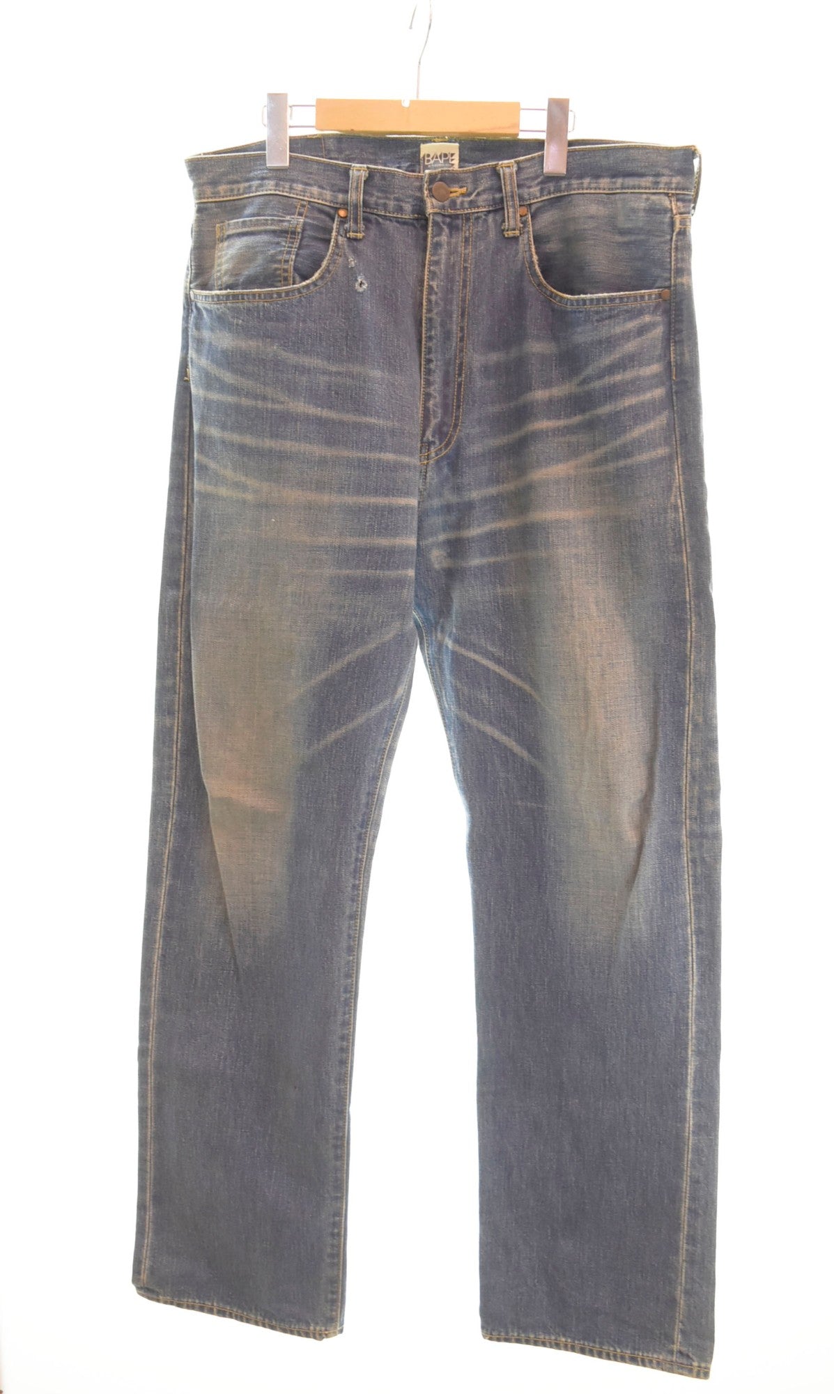 アベイシングエイプ A BATHING APE BAPE printed denim pants プリント