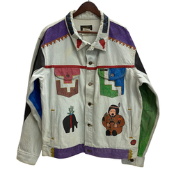 【曜日割引対象外】 エディーバウアー Eddie Bauer 70's 80's カスタムペイント デニムジャケット ジャケット マルチカラー Lサイズ 201MT-4620 VB