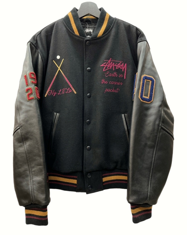 ステューシー STUSSY 40th Anniversary varsity jacket アニバーサリー バーシティ ジャケット スタジャン  ブルゾン 周年記念 黒 315167 ジャケット 刺繍 ブラック Mサイズ 104MT-534 | 古着通販のドンドンサガール