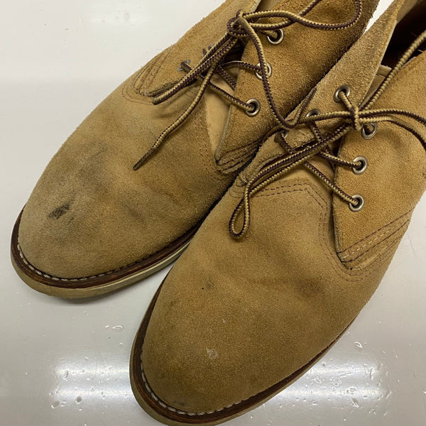 【曜日割引対象外】 レッドウィング RED WING WORK CHUKKA USA製 チャッカブーツ スエード 9 1/2D 3143 メンズ靴 ブーツ チャッカ ベージュ 27.5cmサイズ 201-shoes1372 VB