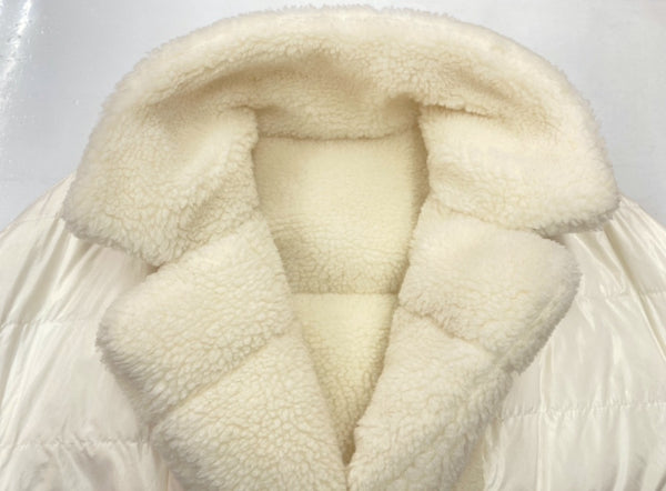 モンクレール MONCLER 17年 BAGAUD リバーシブル ダウンコート ボア DOWN COAT BOA 刺繍 IVORY アイボリー WHITE 白 F20931C51970 C0525 コート ロゴ ホワイト SIZE1 104LT-71