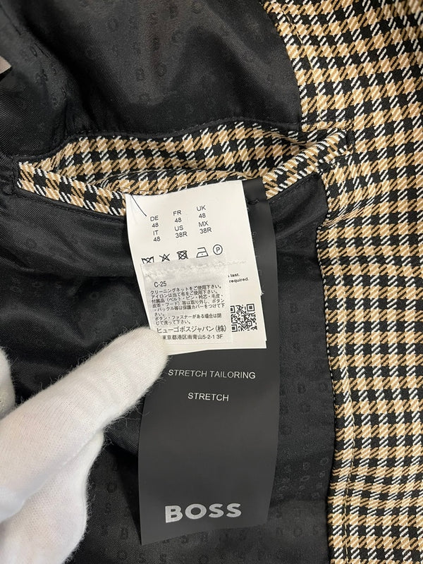 ヒューゴボス HUGO BOSS Mid Season windbreaker ミッドシーズン ウィンドブレーカー 千鳥格子 50497527 UK48 ジャケット ベージュ 101MT-4988