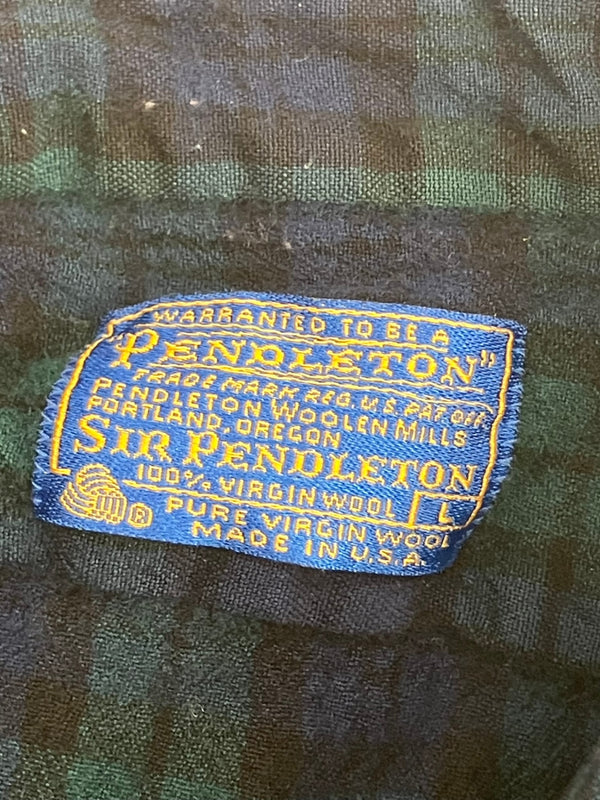 ペンドルトン PENDLETON 70年代 70's ボードシャツ ブラックウォッチ MADE IN USA アメリカ製 vintage ヴィンテージ ウールシャツ チェック 長袖シャツ グリーン Lサイズ 101MT-3443