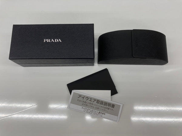 プラダ PRADA EYEGRASS 伊達メガネ ウエリントン型 アイウェア サングラス 眼鏡 黒 VPR A10-F 眼鏡・サングラス 眼鏡 ロゴ ブラック 104G-34