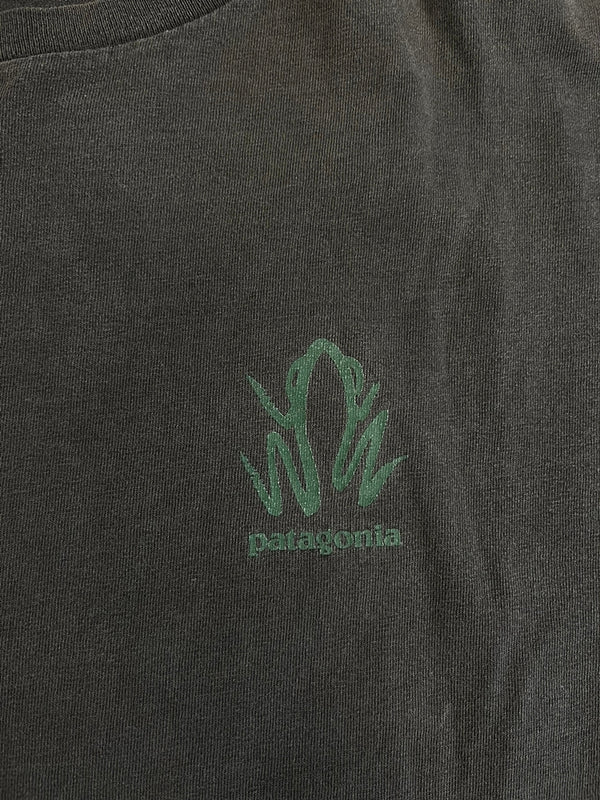 パタゴニア PATAGONIA 90s Vintage ヴィンテージ USA製 半袖カットソー カエルプリント 墨黒  XL Tシャツ ブラック LLサイズ 101MT-4698