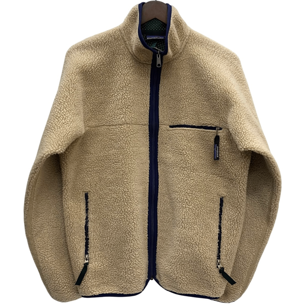 【曜日割引対象外】 パタゴニア PATAGONIA 90's USA製 レトロ カーディガン フリース ジャケット ベージュ Mサイズ 201MT-4635 VB
