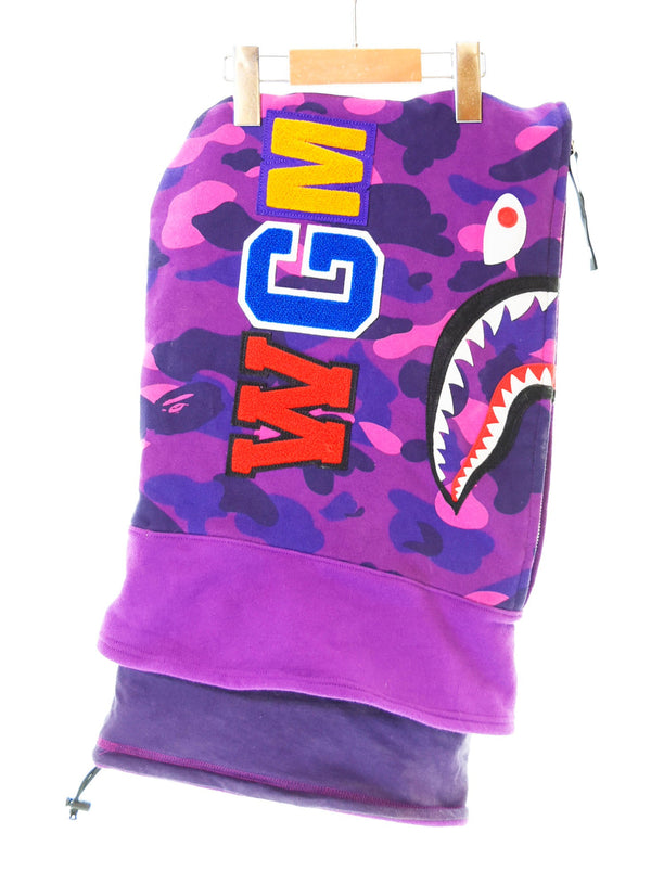 エイプ A BATHING APE シャークパーカー マスク ネックウォーマー 001GDE801019X ネックストラップ パープル 103G-42