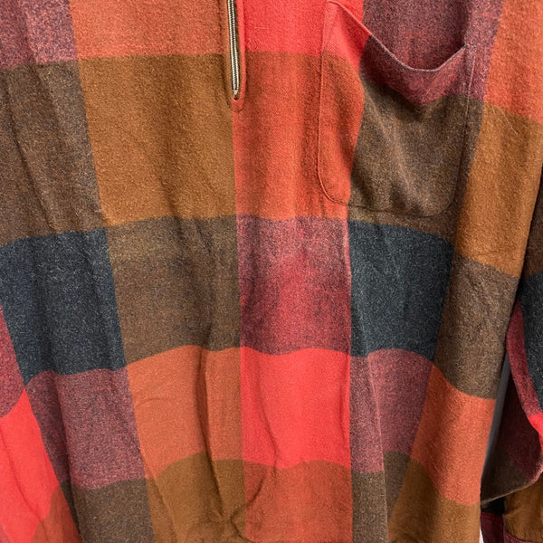 【曜日割引対象外】 ヴィンテージ vintage TOWN CRAFT PENNEY'S 60's 船タグ チェック レーヨンプルオーバー 長袖シャツ レッド Lサイズ 201MT-4700 VB