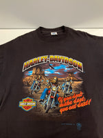 ハーレーダビットソン Harley Davidson 80's 80s HOLOUBEK motorcycle bike ©1987バイク モーターサイクル シールド usa製 シングルステッチ XL Tシャツ ブラック LLサイズ 101MT-3485