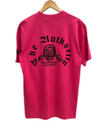 US US古着 90’s 90年代 ONEITA オールドイングリッシュ フロッキープリント MADE IN USA アメリカ製 VINTAGE ヴィンテージ シングルステッチ Tシャツ ピンク Lサイズ 101MT-4573