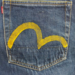 エヴィス EVISU ナンバーツー No2 イエローカモメ デニム ネイビー 33ⅹ35サイズ 201MB-1128