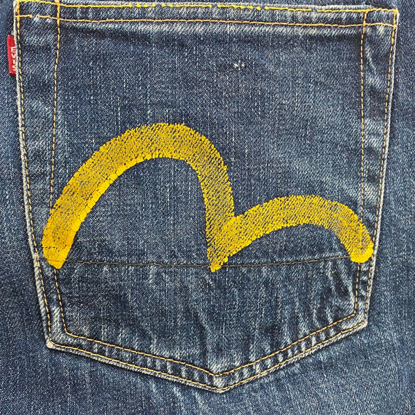 エヴィス EVISU ナンバーツー No2 イエローカモメ デニム ネイビー 33ⅹ35サイズ 201MB-1128