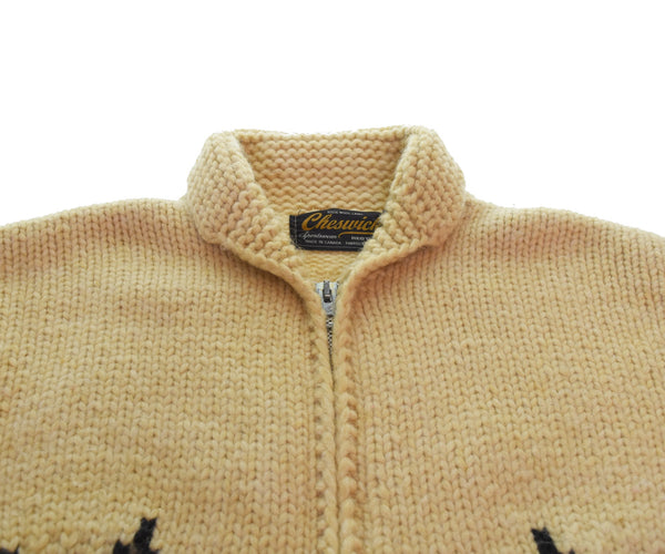 東洋エンタープライズ TOYOENTERPRISE CHESWICK カウチンセーター Made in CANADA 狼柄 ウルフ柄  Wolf Pattern アイボリー 38 ジャケット ホワイト 103MT-3109