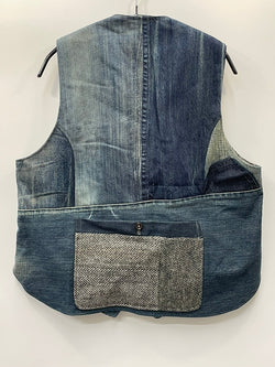 flax_df gallery ハリスツイード パッチワーク 再構築 ベスト ブルー 601MT-50