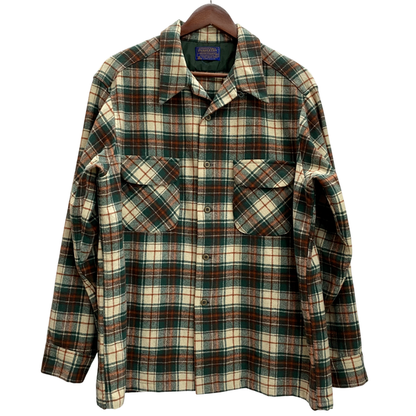 【曜日割引対象外】 ペンドルトン PENDLETON 70's USA製 ネルシャツ ウールシャツ  長袖シャツ グリーン XLサイズ 201MT-4567 VB