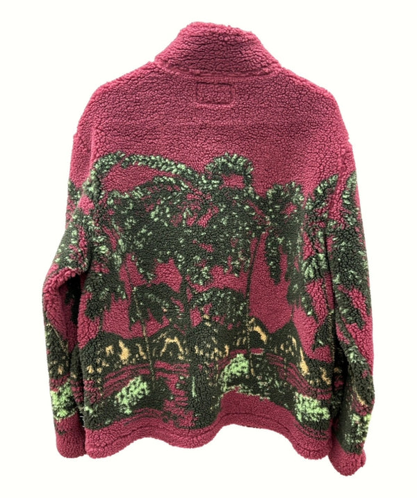 ステューシー STUSSY 19AW Hawaiian Jacquard Mock  ハワイアン ジャガード モック ボア ジャケット 紫 ジャケット 総柄 パープル Lサイズ 104MT-1095