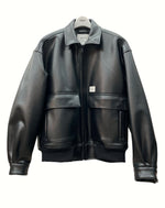 ダブルタップス WTAPS 22AW SYNTHETIC JACKET シンセティック レザー ジャケット フライト アウター フェイクレザー 黒 222BRDT-JKM07 サイズ 02 ジャケット ロゴ ブラック 104MT-814