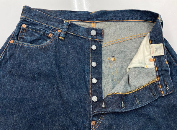 エヴィス EVISU No.2 大黒 ビッグカモメ ペイント ペンキ セルビッチ ボタンフライ ピンク 紺 ロゴ デニム ネイビー 36×35 104MB-357