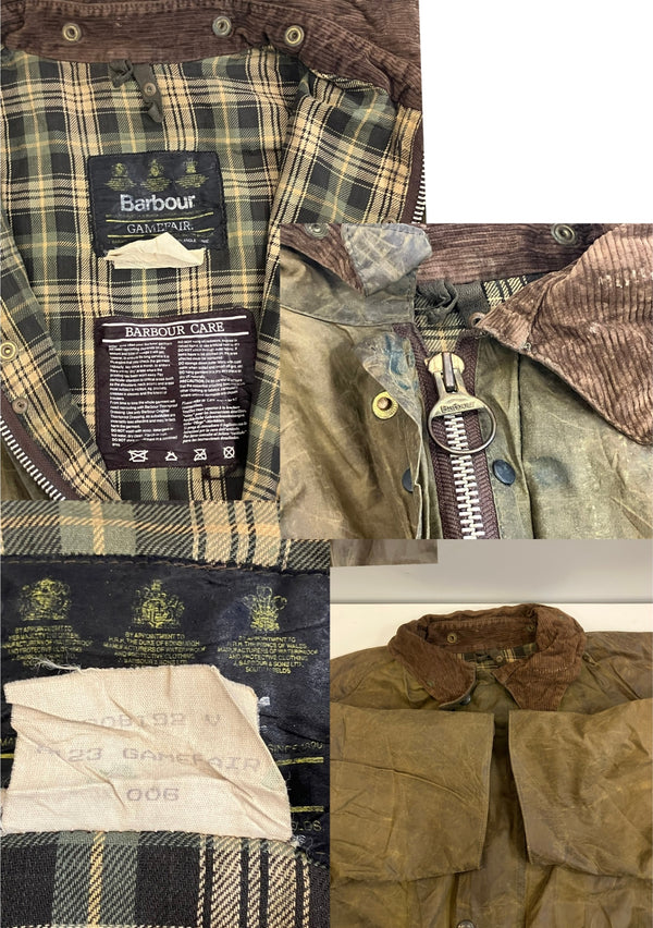 バブアー BARBOUR 90's 90年代 3ワラント GAMEFAIR ゲームフェア ワックス コットン オイルドジャケット ハーフコート VINTAGE ヴィンテージ A123 ジャケット カーキ 101MT-5233